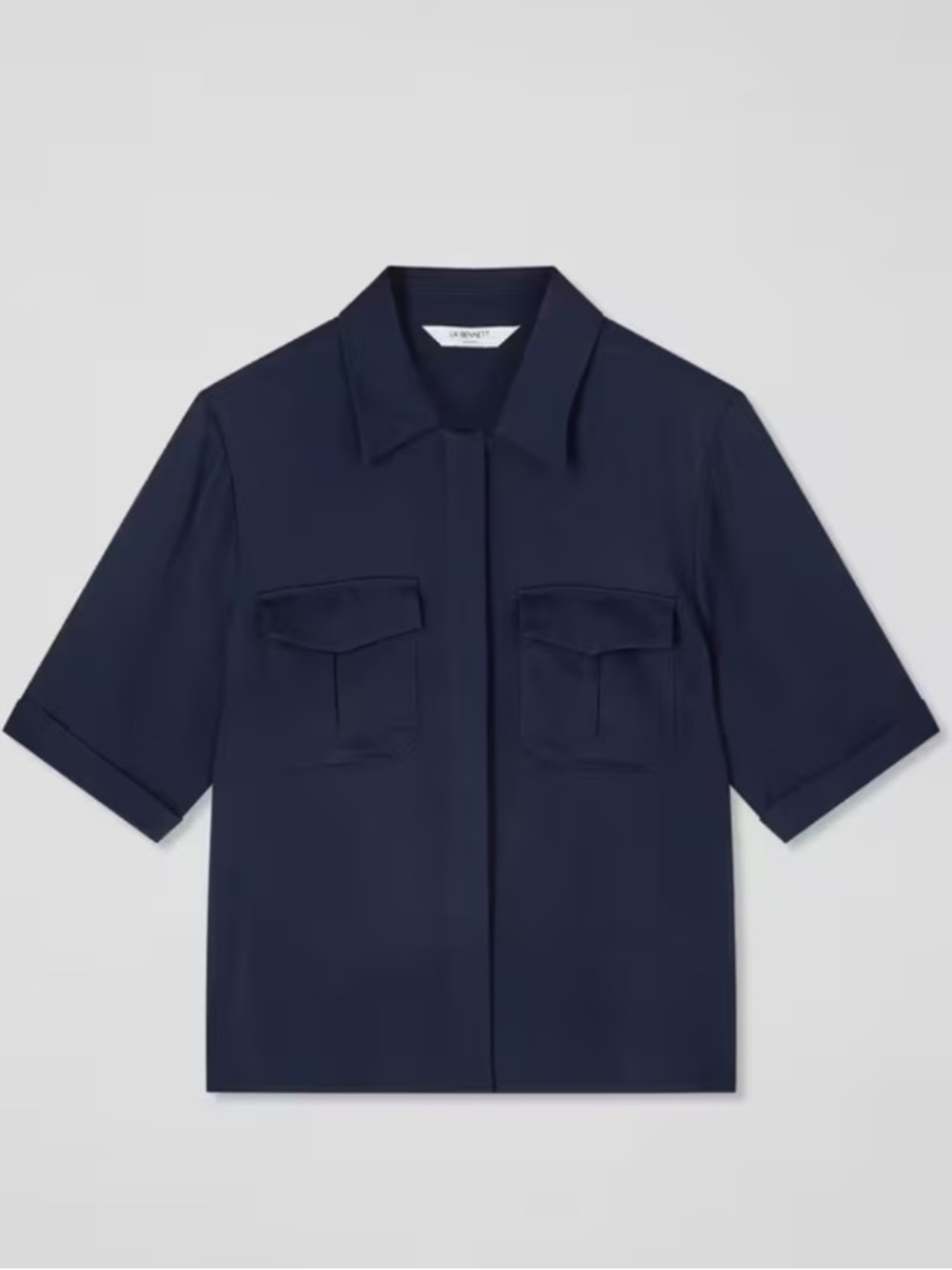 L.K. BENNETT Navy Blue Button Up Collared Shirt - Picture 6 of 10